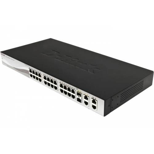 Switch D-Link DES-1210-28P, 24 porturi 10/100Mbps, 2 porturi Combo 1000BaseT/SFP, 2 porturi Gigabit,