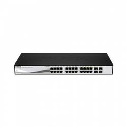 Switch D-Link DGS-1210-24P, 12 porturi Gigabit, 12 porturi Gigabit PoE 802.3af/802.3at, 4 porturi SF