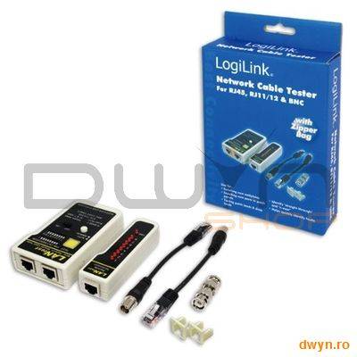 Set testare cablu retea, RJ45 / RJ11 / RJ12, BNC, Logilink 'WZ0015'