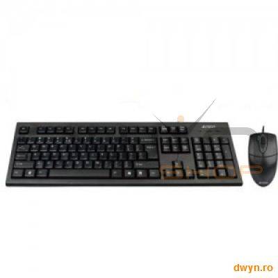 Kit A4TECH: Tastatura KRS-83 USB + Mouse OP-720 USB, Black