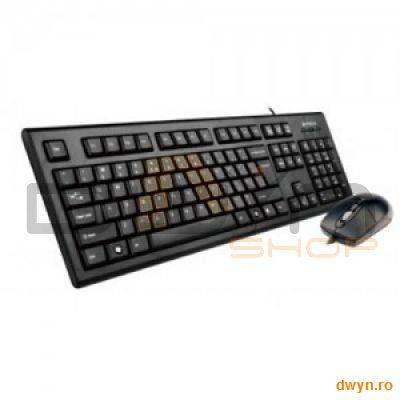 Kit A4TECH: Tastatura KRS-85 + Mouse OP-720-B USB, Black