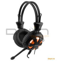 Casti A4TECH HS-28-3 Comfortfit, microfon, buton ajustare volum pe casca, pernute detasabile, orange