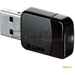 D-Link, Adaptor Wireless AC600, 433Mbps 5GHz + 150Mbps 2.4GHz, NANO, USB, Dual Band, buton WPS