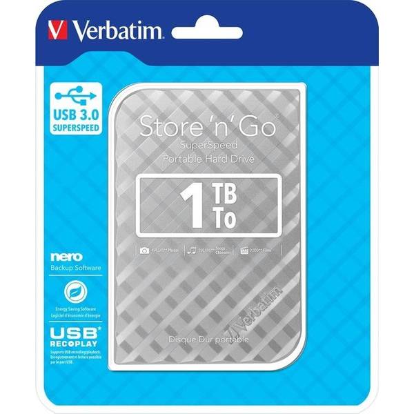External HDD Verbatim Store & Go 2.5'' GEN 2, 1TB, USB 3.0, Silver