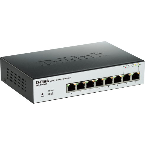 D-Link 8-Port 10/100/1000 Mbps Gigabit Smart Switch (DGS-1100-08)