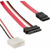 4World Cablu HDD | SATA 3 | 13pin Slimline SATA (F) - 7pin SATA (F) & LP4 | 30cm