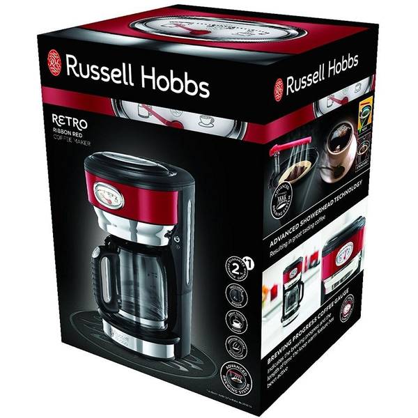 Cafetiera Russell Hobbs Retro Ribbon Red 21700-56, sticla
