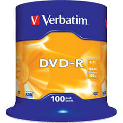 Verbatim DVD-R [ 4.7GB, 16x, spindle, argintiu mat, 100 bucati ]