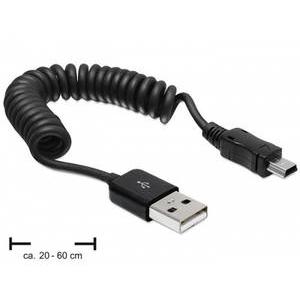 Delock cable USB 2.0 AM-BM Mini coiled cable 20-60cm