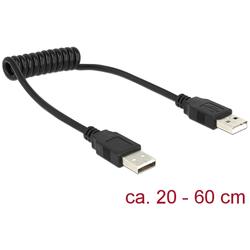 Delock Cable USB 2.0-A male / male coiled cable 20-60cm
