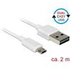 Delock Cable Easy USB 2.0 type-A male > Easy USB 2.0 type Micro-B male 2m white