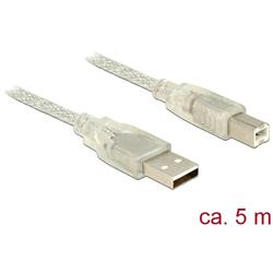 Delock Cable USB 2.0 Type-A male > USB 2.0 Type-B male 5m transparent