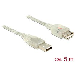 Delock Extension cable USB 2.0 Type-A male > USB 2.0 Type-A female 5m transparent