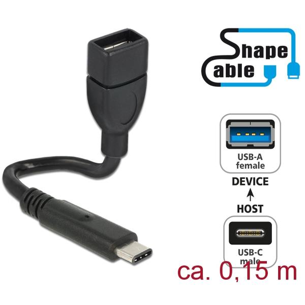 Delock Cable USB 2.0 Type-C male > USB 2.0 Type-A female ShapeCable 0.15m