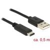 Delock Cable USB 2.0 Type-A male > USB Type-C 2.0 male 0.5 m black