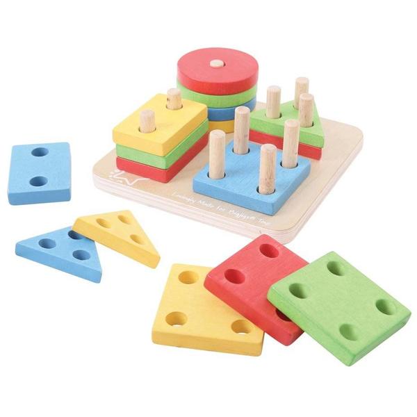 BigJigs Toys Joc de sortare - 4 forme geometrice
