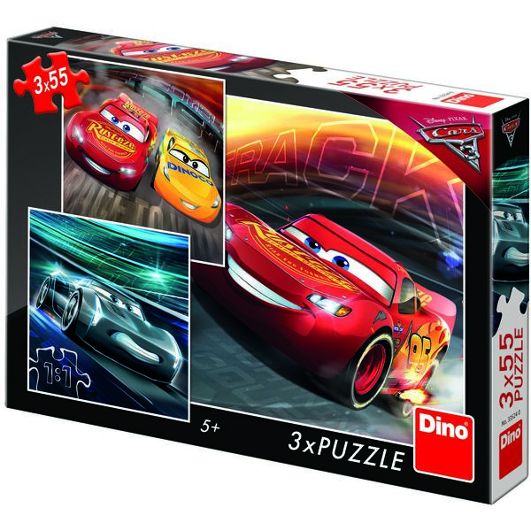 Dino Puzzle 3 in 1 - Cars 3: Cursa cea mare (55 piese)
