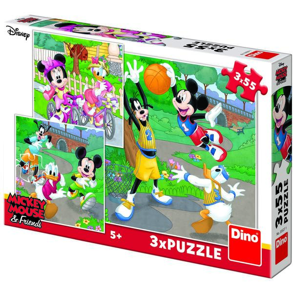 Dino Puzzle 3 in 1 - Mickey si Minnie sportivii (55 piese)