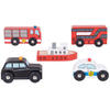 BigJigs Toys Set 5 Vehicule Din Lemn