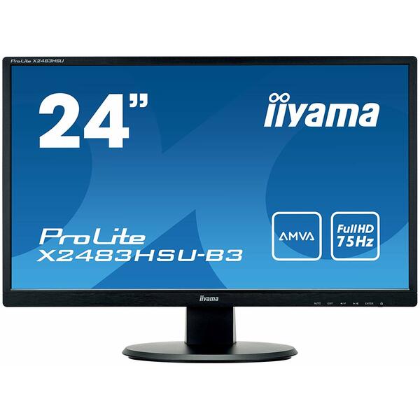 Monitor Iiyama LED 24" X2483HSU-B3 , IPS, Full HD, AMVA LED, HDMI, VGA, DisplayPort, USB
