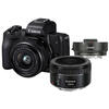 Kit Aparat Foto Canon Eos M50 (Cu Un Obiectiv 15-45mm Is Stm + 50mm Stm), Negru + Adaptor Canon Ef-Eos M