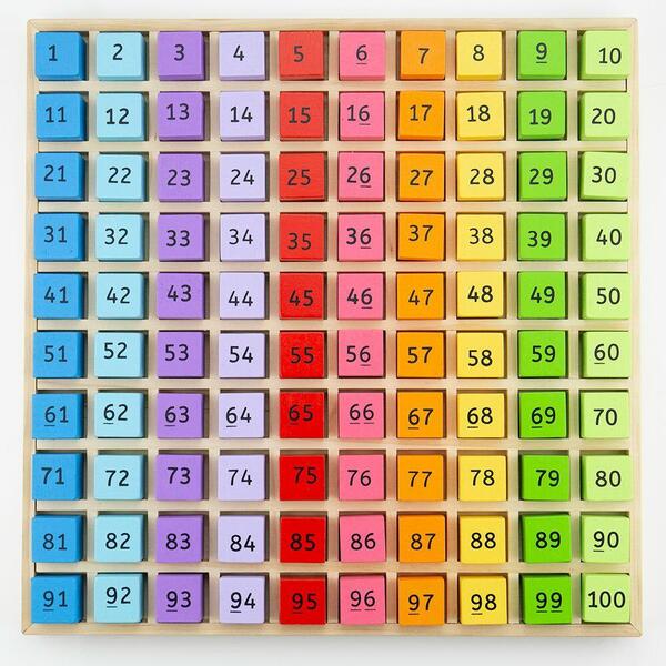 BigJigs Toys Tabla cu 100 de numere colorate