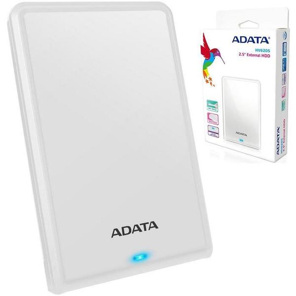 Hard disk extern ADATA HV620S Slim 2TB 2.5 inch USB 3.1 Alb