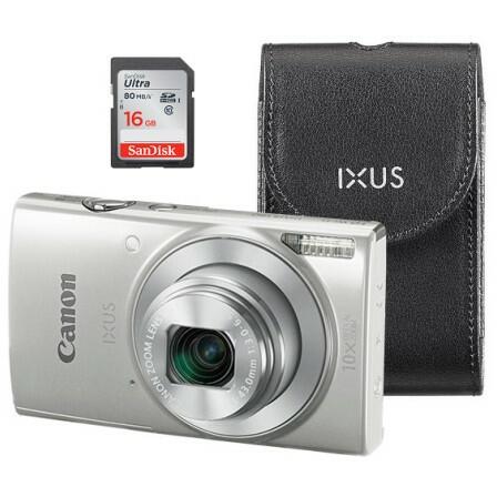 Aparat Foto Canon Ixus 190 Essential Kit, 20mp, Wi-Fi, Argintiu + Card 8 Gb + Husa
