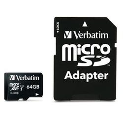 Card Memorie Verbatim "Pro" 64gb Class 10 Ush-I Microsdxc + Adaptor