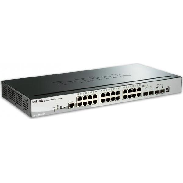 D-Link 28-Port 10/1000/1000 Mbps Gigabit Stackable Poe Layer 3 Smart Switch 2 10g Sfp+ Și 2 Sfp Porttal (Dgs-1510-28p)