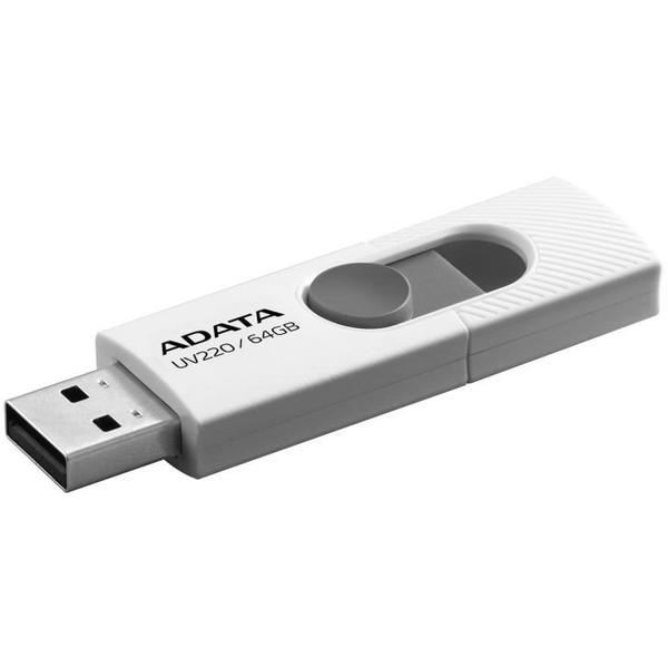 Usb Flash Drive Adata Uv220 64gb, White/Gray Retail, Usb 2.0