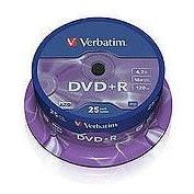 Blank Dvd+R Verbatim Sl 16x 4.7gb 50pk Spindle Wide Inkjet Printable No Id "43512"