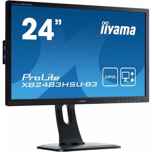 Monitor Iiyama LED 24" XB2483HSU-B3 , IPS, Full HD, AMVA LED, HDMI, VGA, DisplayPort, USB