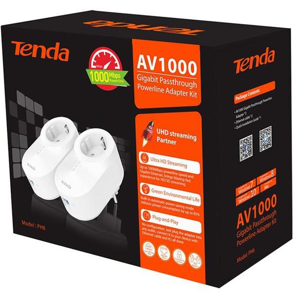 Powerline Adapter Tenda PH6, Kit 1000MbpsAV2