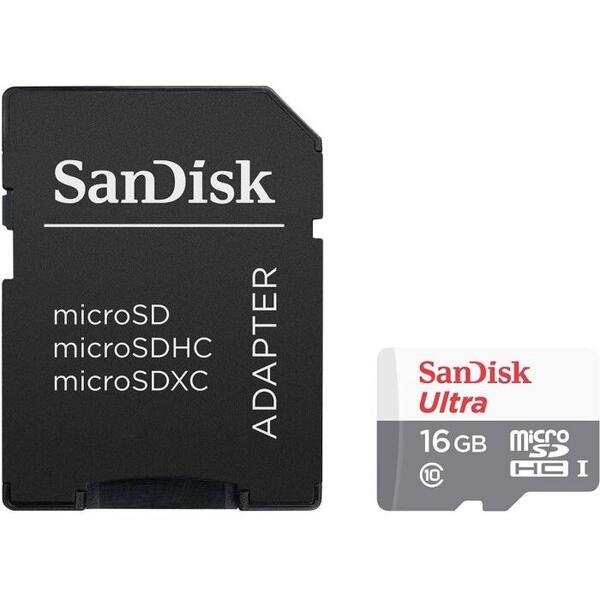 SanDisk Ultra microSDHC UHS-I Card, cu adaptor, 16GB