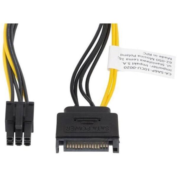 Cablu alimentare SATA 15 pini la PCI Express 6 pini,20 cm,Lanberg