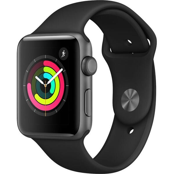 Apple Watch Series 3 GPS, 38mm, toc aluminiu space gray, curea sport negru