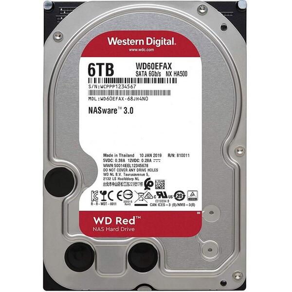 Western Digital Internal HDD WD Red 3.5'' 6TB SATA3 256MB IntelliPower, 24x7, NASware™
