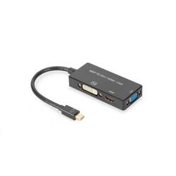 Adaptor ASSMANN 3in1, Mini DisplayPort Male - HDMI + DVI + VGA Female, Black