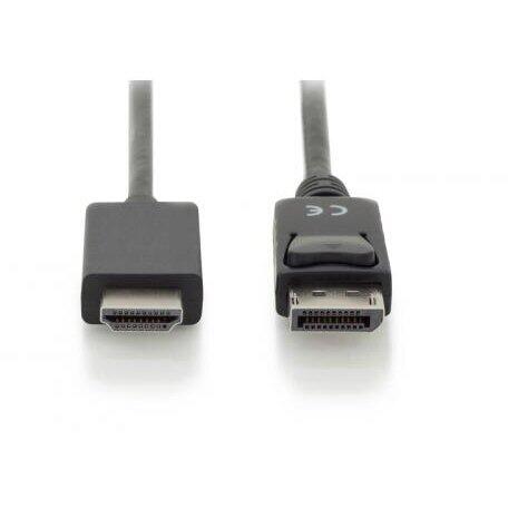 Cablu ASSMANN interlock, Displayport Male - HDMI Male, 2m, Black