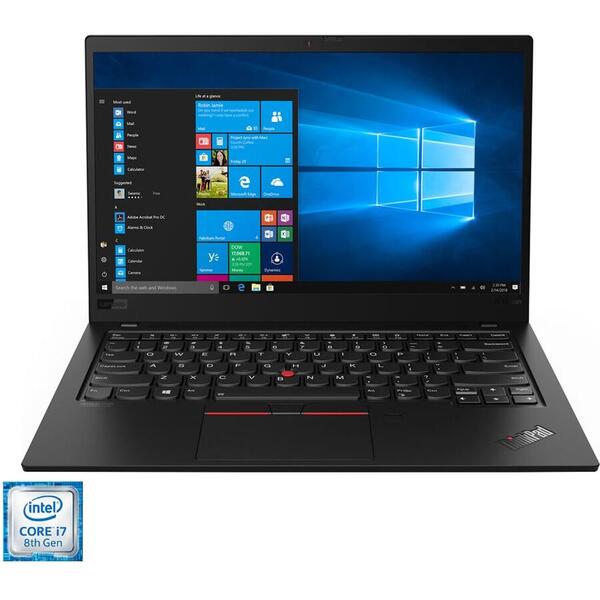 Laptop Lenovo ThinkPad X1 Carbon 7th Gen cu procesor Intel Core i7-8565U pana la 4.60 Ghz, 14", Full HD, IPS, 16GB, 512GB SSD, Intel UHD Graphics 620, Windows 10 Pro, Negru