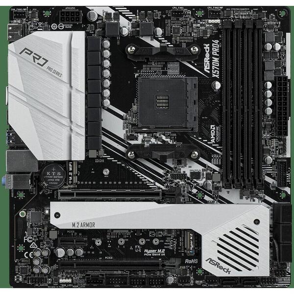 Placa de baza AsRock X570M PRO4, 4 x DDR4 DIMM Slots, AMDRyzen seriesCPUs (Matisse) support DDR4 4200(OC)