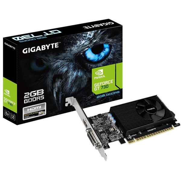 Gigabyte GV-N730D5-2GL, NVIDIA GeForce GT 730, PCI-E 2.0, 2048 MB GDDR5, 64 bit, Dual-link DVI-D*1/HDMI*1/ 300W