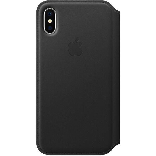 Husa din piele cu deschidere laterala pentru Apple iPhone X (mqrv2zm/a), negru