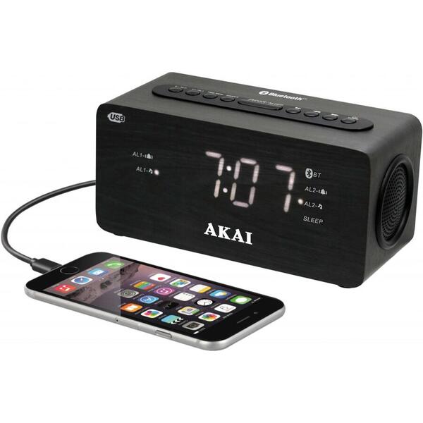 Radioceas AKAI ACR-2993, FM radio, dual alarm si functie incarcare telefon