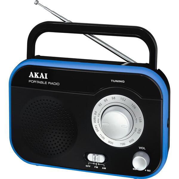 Radio portabil Akai PR003A-410 cu tunner analogic AM/FM, Negru