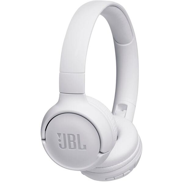 Casti audio On-ear JBL Tune 500BT, Wireless, Pure Bass Sound, Hands-free Call, 16H, Alb