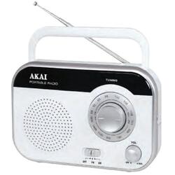 Radio portabil Akai PR003A-410 cu tunner analogic AM/FM, Alb