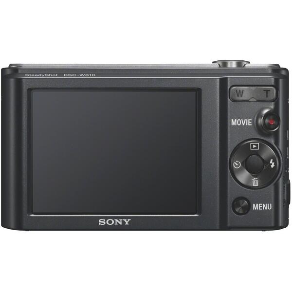 Camera foto Sony Cyber-Shot W810 Black, 20.1 MP, senzor CCD, zoom optic 6x, Steady Shoot, ecran 2.7'