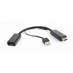 Adaptor Gembird HDMI male + USB male - Displayport female, Black